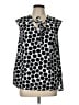 Merona Polka Dots Black Sleeveless Button-Down Shirt Size L - photo 1