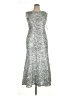 Alex Evenings Metallic Floral Solid Silver Cocktail Dress Size 14 Petite - photo 1
