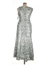 Alex Evenings Metallic Floral Solid Silver Cocktail Dress Size 14 Petite - photo 2