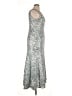 Alex Evenings Metallic Floral Solid Silver Cocktail Dress Size 14 Petite - photo 4