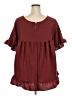 Unbranded 100% Polyester Burgundy Short Sleeve Blouse Size XXL - photo 2