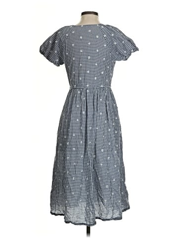 Madewell Embroidered Gingham Faux-Wrap Tie-Waist Midi Dress (view 2)