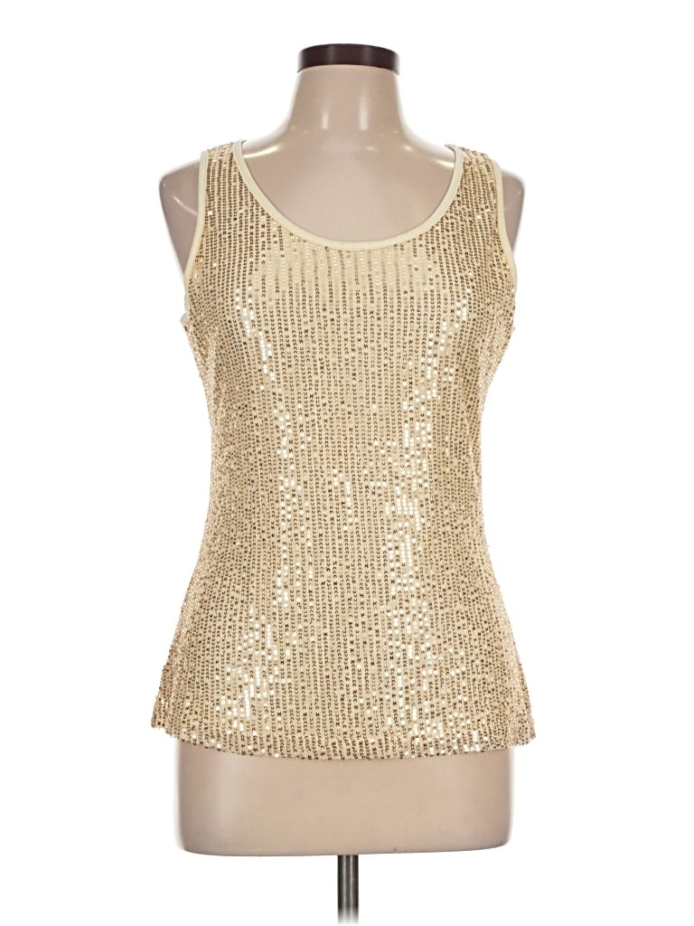 Pre-owned Unbranded Sleeveless Top Gold Halter Neckline Tops