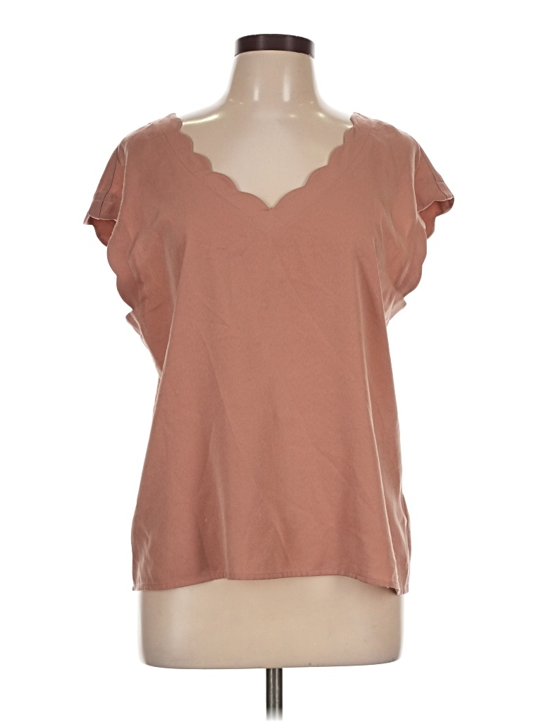 Pre-owned Express Short Sleeve Top Brown V-neck Tops