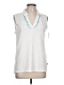 T by Talbots 100% Cotton Gray White Sleeveless Top Size L - photo 1