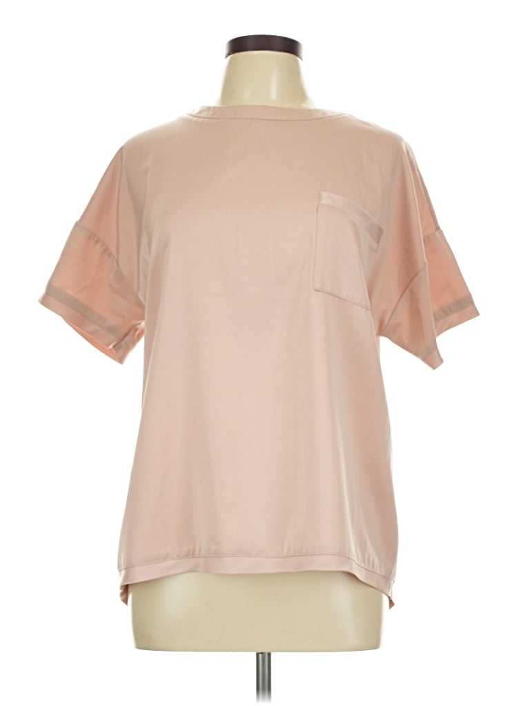 Pre-owned Zesica Short Sleeve Top Pink Crew Neck Tops