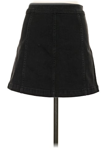 Madewell Stretch Denim A-Line Mini Skirt in Black Frost: Patch Pocket Edition (view 2)