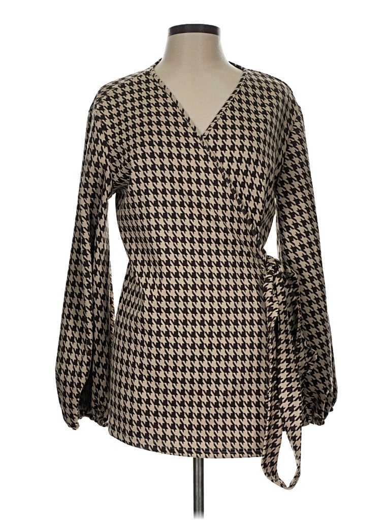 Pre-owned Shein Long Sleeve Blouse In Brown