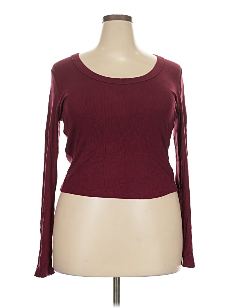 Pre-owned Universal Thread Long Sleeve T-shirt In Burgundy