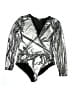 Charlotte Russe Metallic Silver Gray Bodysuit Size XL - photo 1