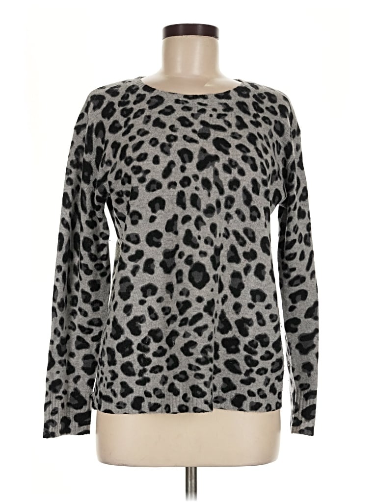 Pre-owned C By Bloomingdale's Long Sleeve Top Gray Crew Neck Tops