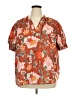 Unbranded 100% Polyester Floral Orange Short Sleeve Blouse Size 3X - photo 1