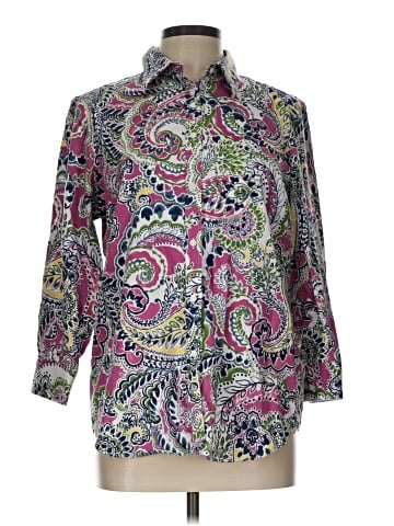 Chaps 3/4 Sleeve Button-Down Shirt (view 1)