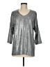 Chico's Metallic Silver 3/4 Sleeve Top Size Med (1) - photo 1