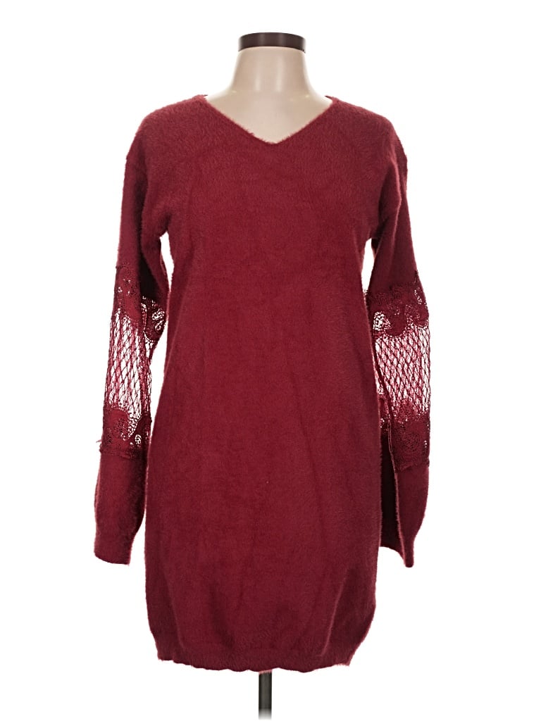 Pre-owned Shein Pullover Sweater In Burgundy