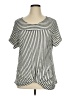 Assorted Brands Stripes Silver Short Sleeve Blouse Size 1X - photo 1