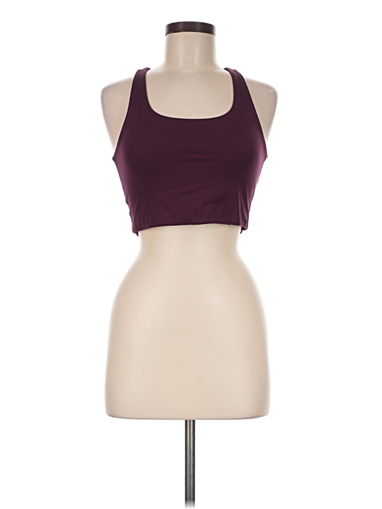 Pre-owned Girlfriend Collective Tank Top Burgundy Halter Neckline Tops