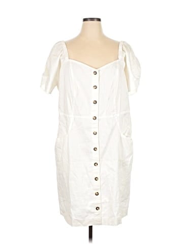 Madewell Plus Linen-Cotton Puff-Sleeve Mini Dress (view 1)
