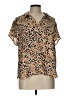 CAbi 100% Polyester Animal Print Brown Short Sleeve Blouse Size L - photo 1