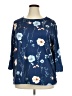 Assorted Brands Blue 3/4 Sleeve Blouse Size 2X - photo 1