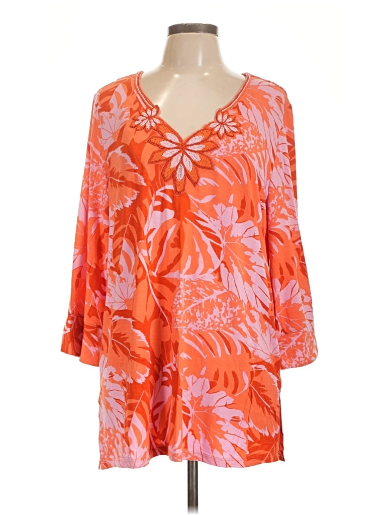 Pre-owned Soft Surroundings 3/4 Sleeve Blouse In Orange