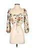 Lush 100% Polyester Floral Ivory 3/4 Sleeve Blouse Size S - photo 1