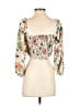 Lush 100% Polyester Floral Ivory 3/4 Sleeve Blouse Size S - photo 2