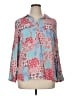 Talbots 100% Rayon Print Blue Long Sleeve Blouse Size XL (petite) - photo 1