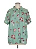 Romwe Tropical Teal Short Sleeve Button-Down Shirt Size M - photo 1