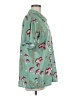 Romwe Tropical Teal Short Sleeve Button-Down Shirt Size M - photo 4