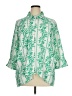 Como Black 100% Polyester Print Green 3/4 Sleeve Blouse Size 1X - photo 1