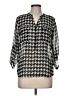 Almost Famous 100% Polyester Houndstooth Silver 3/4 Sleeve Blouse Size M (estimated) - photo 1