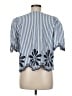Ann Taylor LOFT 100% Cotton Blue Short Sleeve Blouse Size M - photo 2