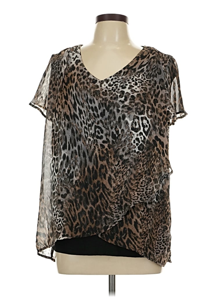 Pre-owned I.n. Studio Short Sleeve Blouse In Brown