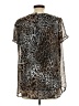 I.N. Studio Animal Print Brown Short Sleeve Blouse Size L (petite) - photo 2