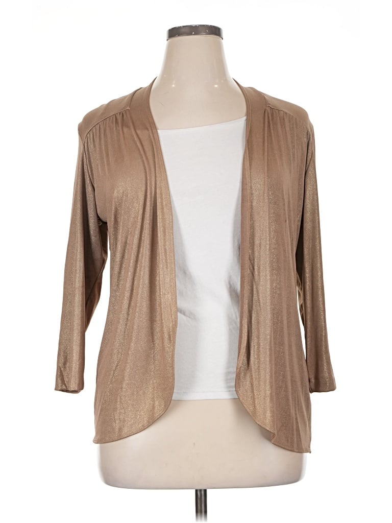 Pre-owned Travelers By Chico's Cardigan Sweater In Tan