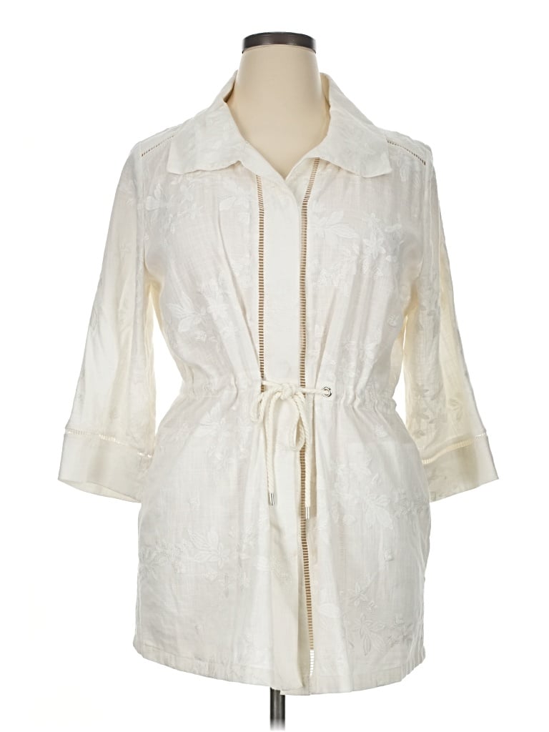 Pre-owned Chico's Trenchcoat In White/ivory