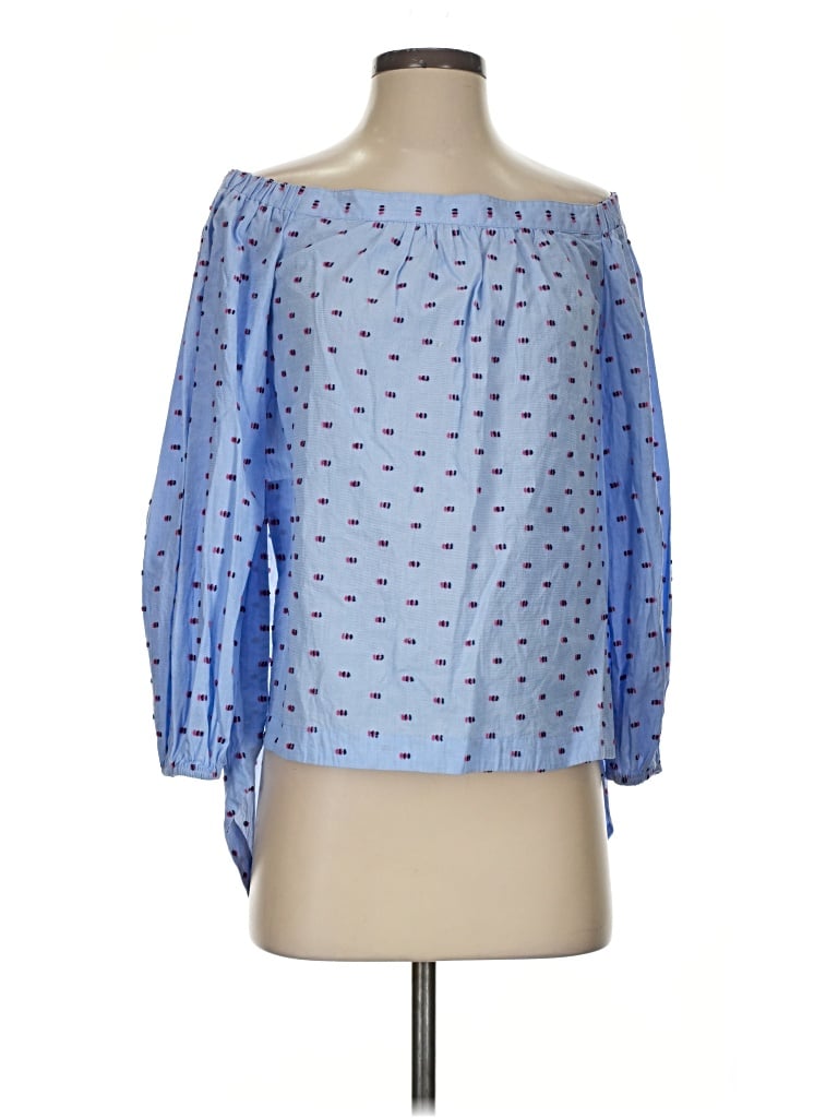 Pre-owned Bcbgmaxazria 3/4 Sleeve Blouse In Blue