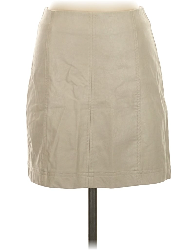 Pre-owned She + Sky Faux Leather Skirt In Tan