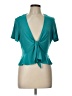 Perceptions Teal Short Sleeve Top Size L - photo 1