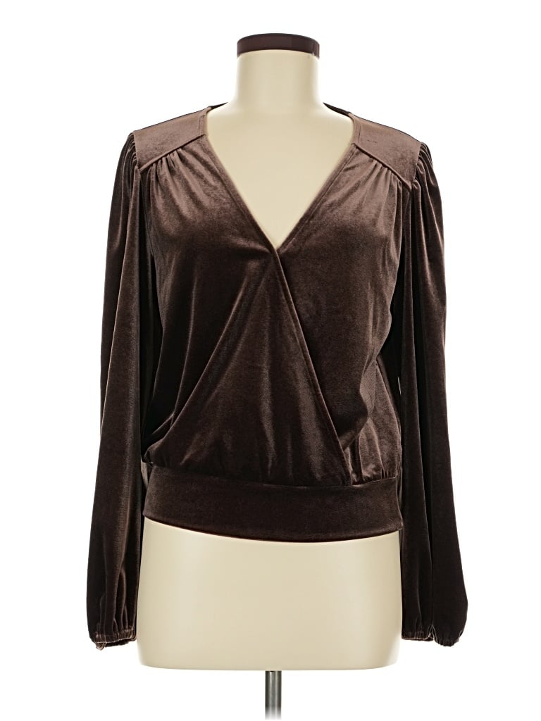 Pre-owned Evereve Long Sleeve T-shirt In Brown