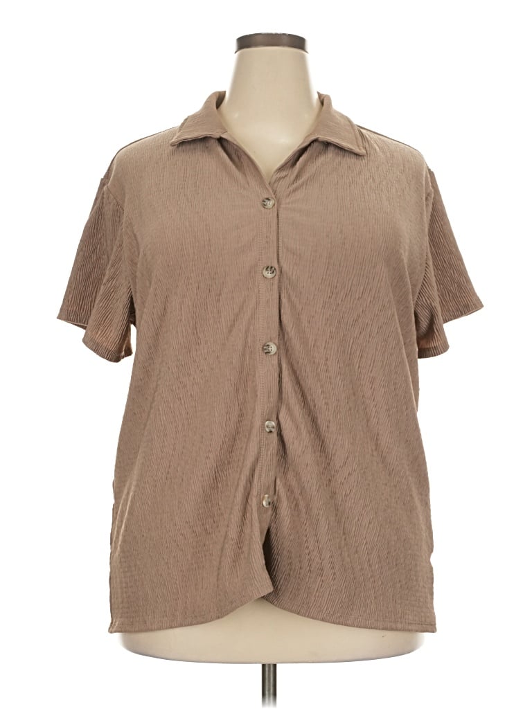 Pre-owned French Laundry Short Sleeve Blouse In Tan