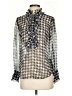 Equipment Houndstooth Silver Long Sleeve Blouse Size S - photo 1