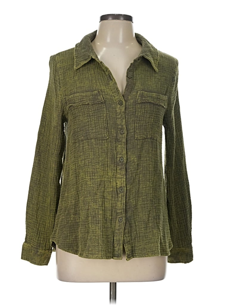 Pre-owned New In Long Sleeve Button Down Shirt In Green