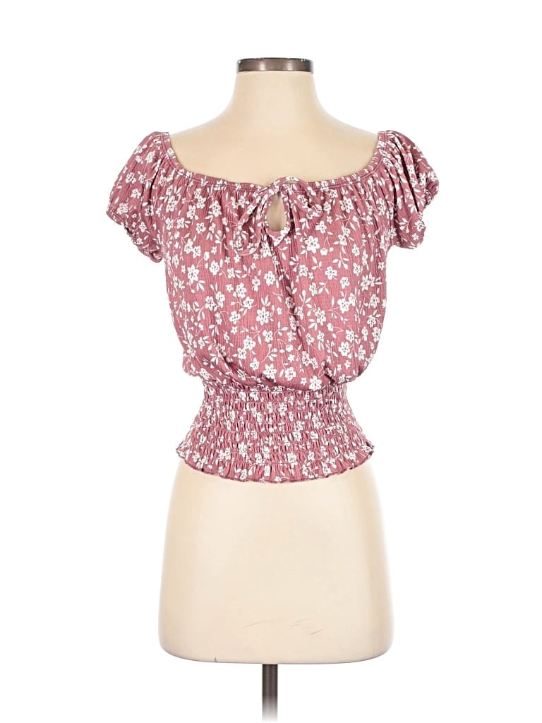 Pre-owned Rue21 Short Sleeve Blouse In Burgundy
