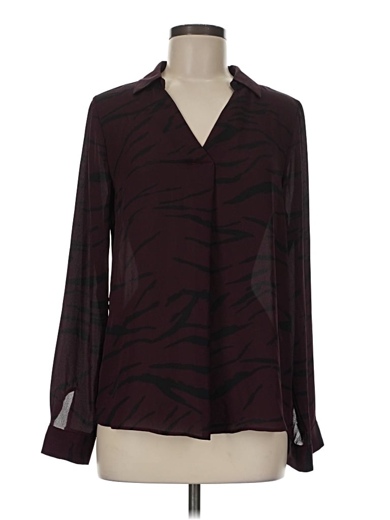 Pre-owned Maurices Long Sleeve Blouse In Burgundy