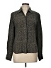 Brooks 100% Silk Animal Print Gray Long Sleeve Silk Top Size 12 - photo 1
