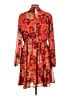 Torrid 100% Polyester Print Orange Casual Dress Size Lg Plus (0) - photo 2