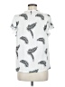 Ann Taylor LOFT 100% Polyester Silver Short Sleeve Blouse Size M - photo 2