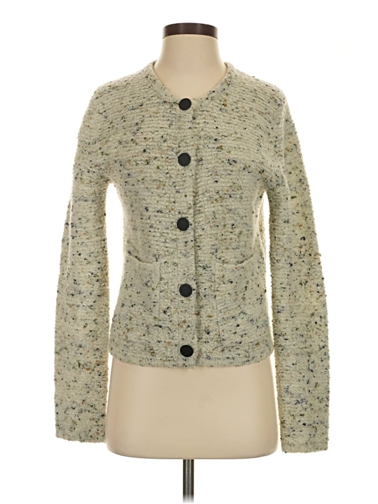 Pre-owned Theory Wool Cardigan Sweater In Green